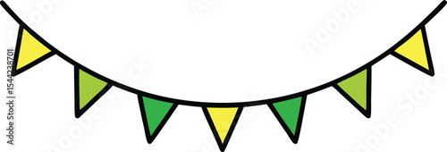Simple green and yellow triangle bunting party decoration