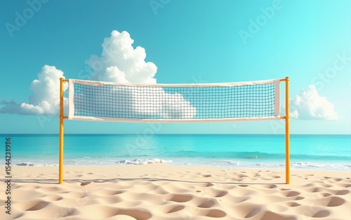 volleyball net on the beach Generative AI. High quality