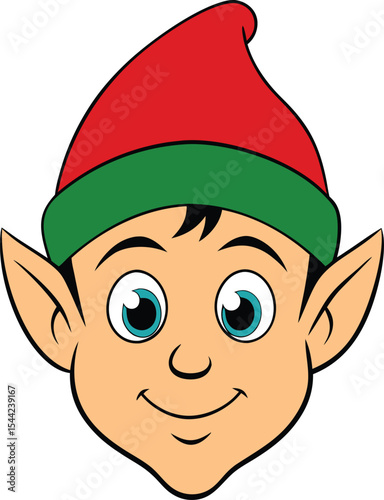 Cartoon elf head christmas character illustration design