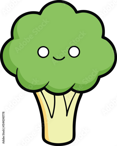 Cute cartoon broccoli character illustration for kids