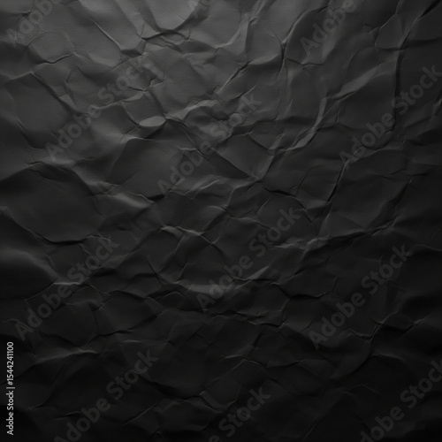 Black Wrinkled Plastic Texture Background Close-Up