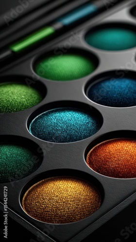 Close-up of colorful eyeshadow palette