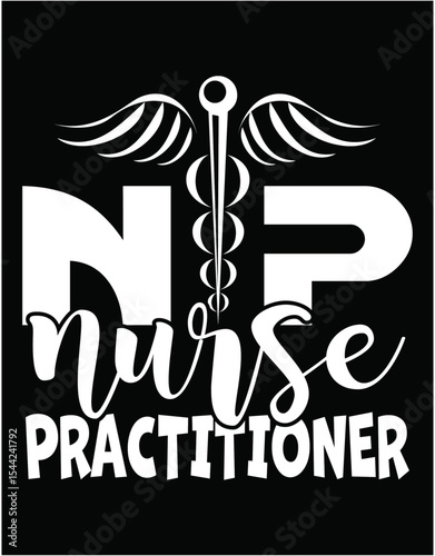 NP Nurse Practitioner New Graduate - printable editable vector art file.