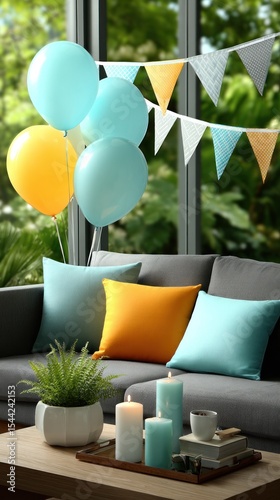 Cozy living room decorated for a party