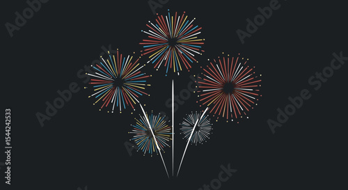 Festive Fireworks Display on Dark Background