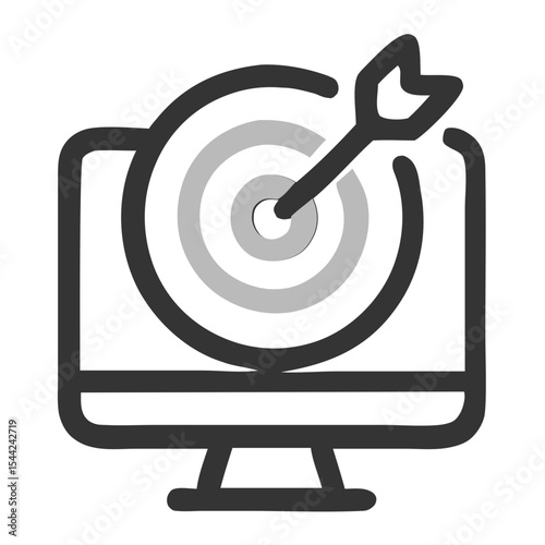 Outline Stroke Computer Target and Arrow on Screen Icon Symbol