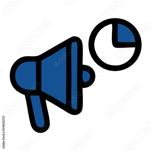 Bold Outline Promotion Megaphone with Clock Face Marketing Icon