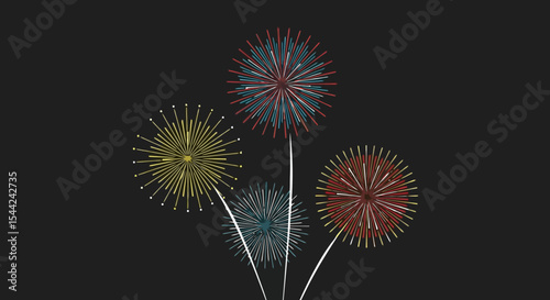 Festive Fireworks Display Against Dark Sky Background