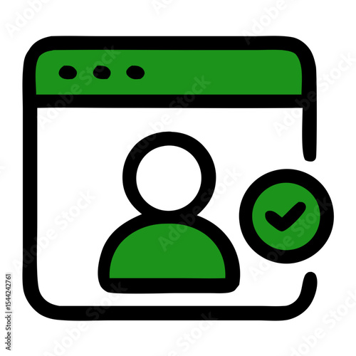 Minimalist Line Style User Profile Checkmark Website Interface Icon