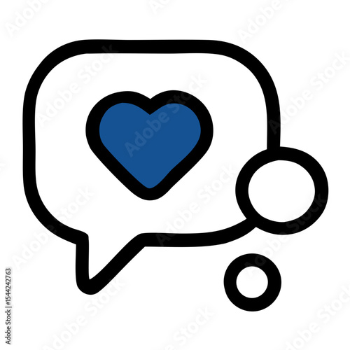 Minimalist Outline Heart Inside Chat Bubble Communication Message Icon
