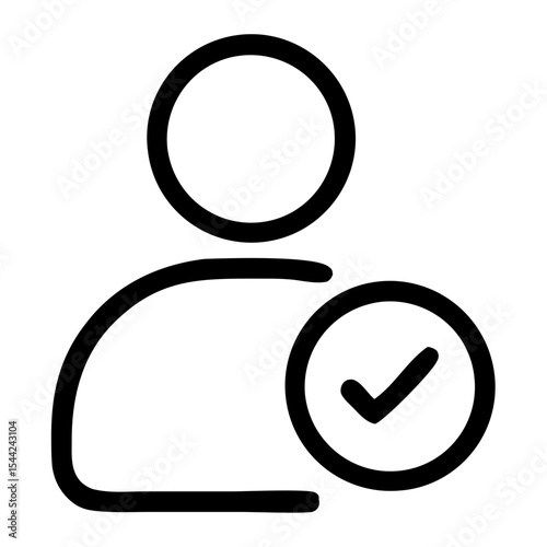 Thin Line Outline User Checkmark Profile Account Success Icon Symbol