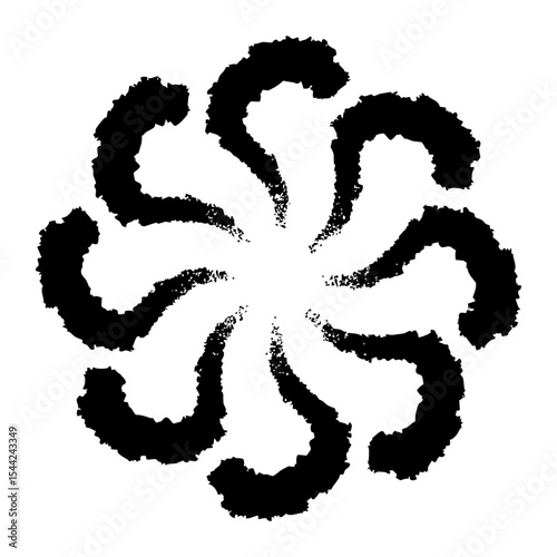 墨で描いた花のような渦のベクターイラスト2