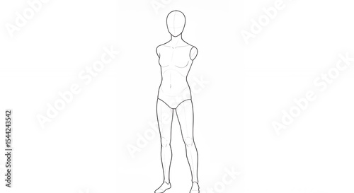 Blank female figure drawing template