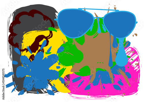 Glasses graffiti. Abstract modern street art decoration performed in urban painting style.