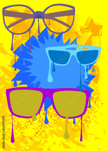 Glasses graffiti. Abstract modern street art decoration performed in urban painting style.