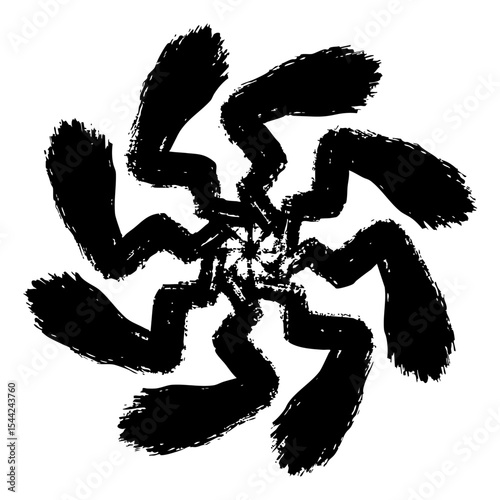 墨で描いたギザギザの渦のベクターイラスト2