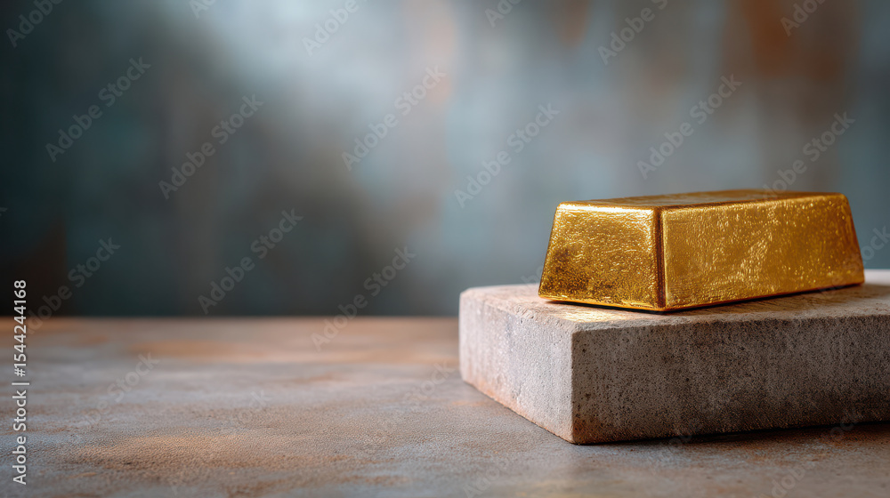 custom made wallpaper toronto digitalGold bar placed on stone block with soft background and warm lighting creating calm and valuable atmosphere