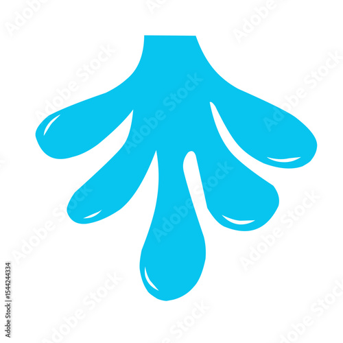 Set of blue drops, raindrops, splash, sea waves, pouring water.