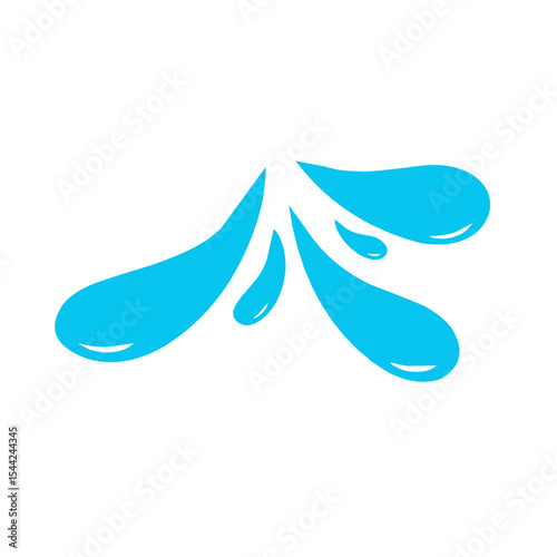 Set of blue drops, raindrops, splash, sea waves, pouring water.