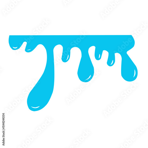 Set of blue drops, raindrops, splash, sea waves, pouring water.