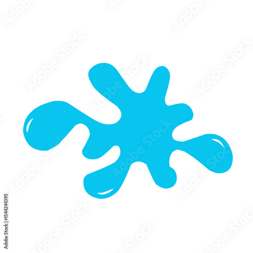Set of blue drops, raindrops, splash, sea waves, pouring water.
