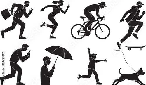 Dynamic Silhouette Icons of People Engaged in Urban Activities