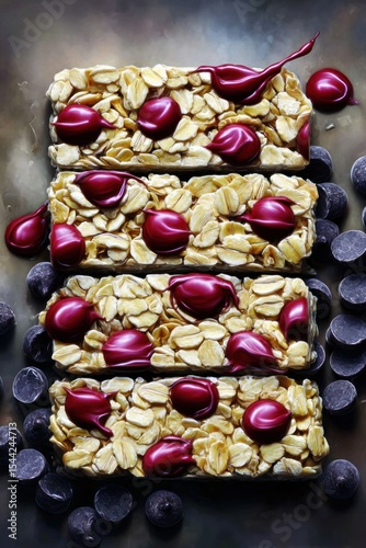 Oatmeal bars with dark chocolate chips