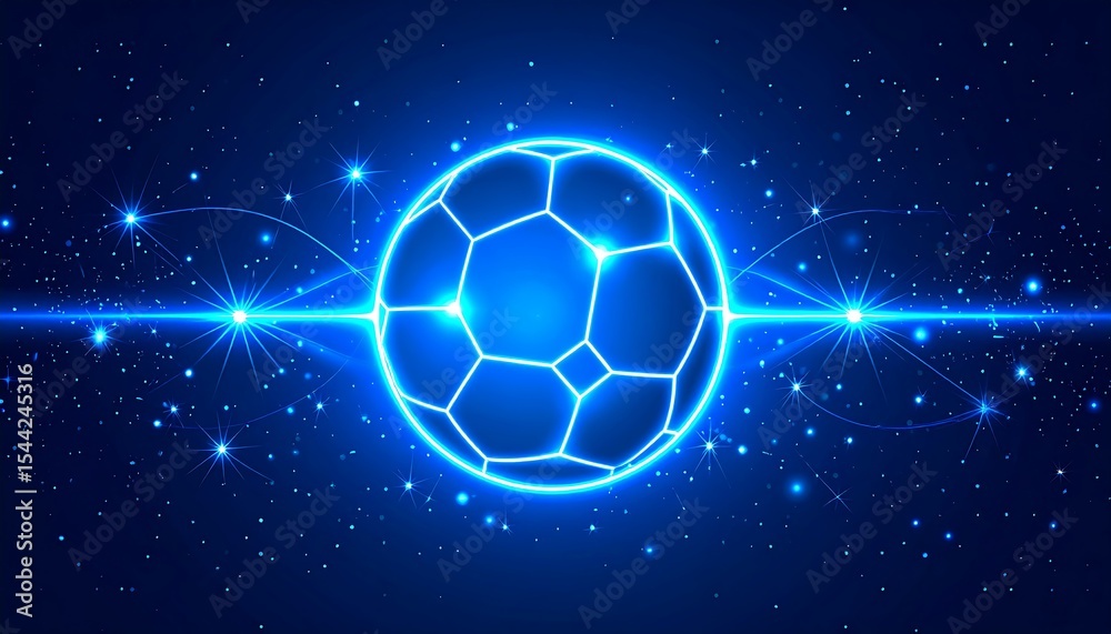 Naklejka premium Glowing soccer ball with light effect.