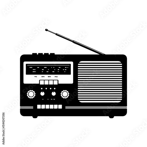 Vintage radio silhouette icon vector flat design on white background