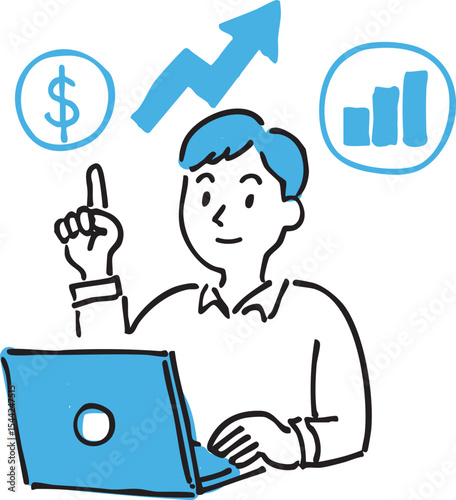 Man Starting to Invest – Hand-drawn Illustration