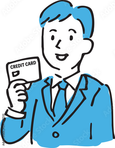 Man Making a Credit Card Payment – Hand-drawn Illustration