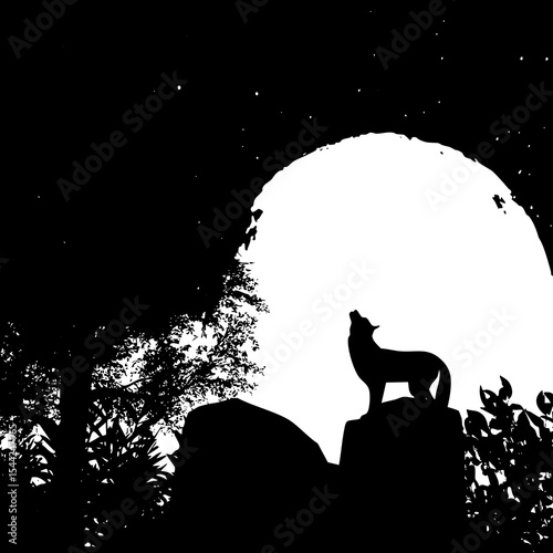wolf howling at the moon