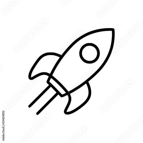 Minimalist line icon of a launching rocket

