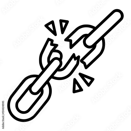 Simple outline icon of a broken chain link
