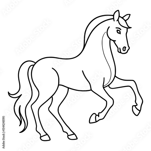 Simple outline illustration of a prancing horse
