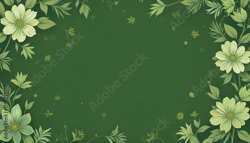Elegant Green Floral Background with Leaves and Petals for Nature-Themed Invitations and Designs