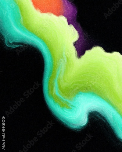 Vibrant Abstract Dreamscape Painting with Glittering Neon Colors