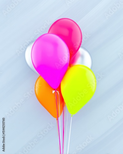 Vibrant Neon Balloons Against a Gray Background