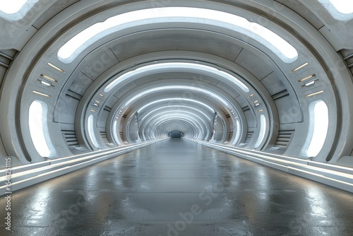 Empty Tunnel with Futuristic Style, 3D Rendering 360Degree Seamless Panoramic ViewHigh Detail, 8K