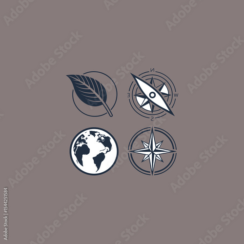 Global Exploration and Sustainability Icons