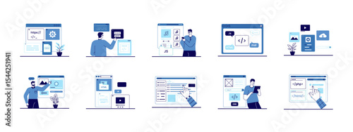 Web development design illustrations. Set of modern vector illustrations concept.