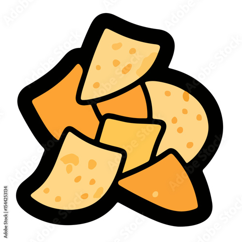Colorful Cartoon Tortilla Chips Illustration.