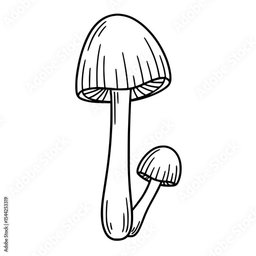 Cute Mushrooms Line Art