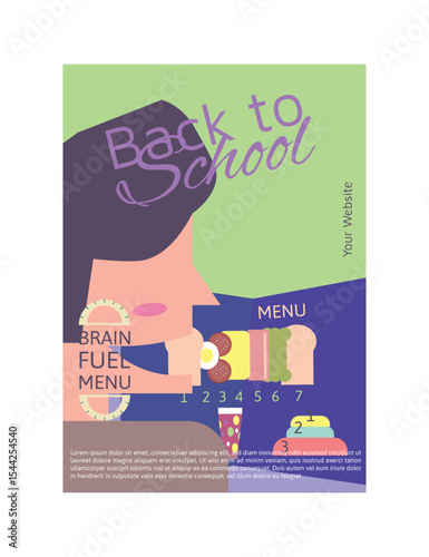 Creative School Menu Poster with Brain Food Items Like Math Sandwich and Science Smoothie