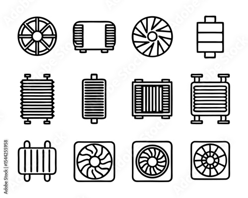 Thin line flat style condenser coil icon illustration isolated on transparent background