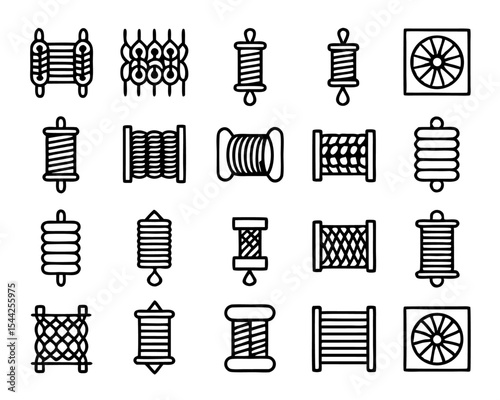 Thin line flat style condenser coil icon isolated on transparent background