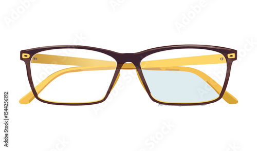 Brown Yellow Eyeglasses Clear Lens Vision