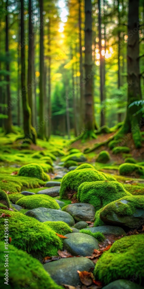 Fototapeta premium Forest Floor with Mossy Stones