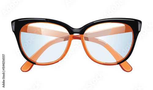 Orange Black Eyeglasses Clear Lenses Vision