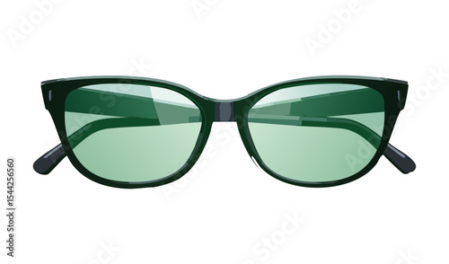 Green Fashionable Eyeglasses Light Tint Vision